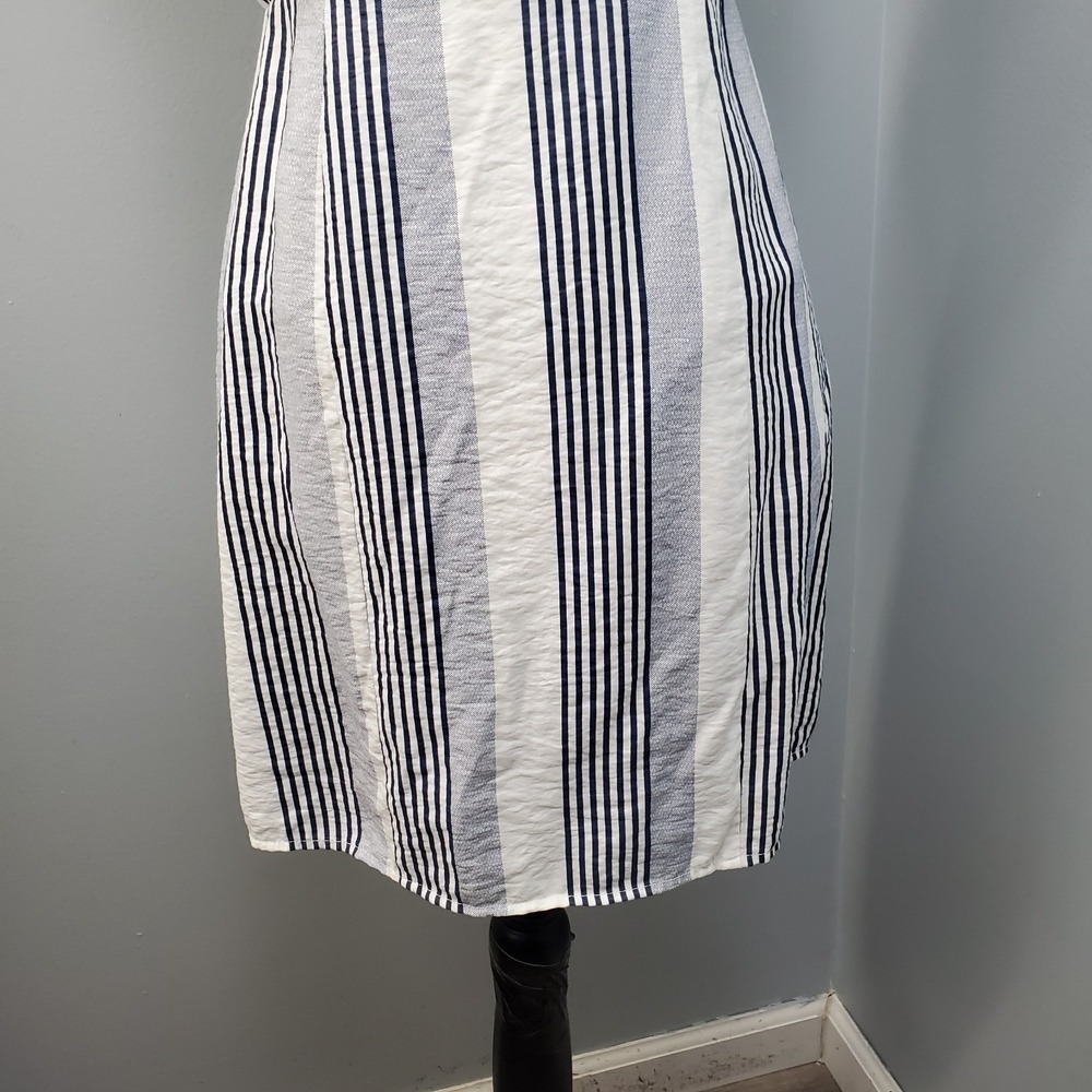 SAGE The Label‎ Mini Dress Women's S Navy White Striped Lined Tie Strap Back Zip - Picture 4 of 10